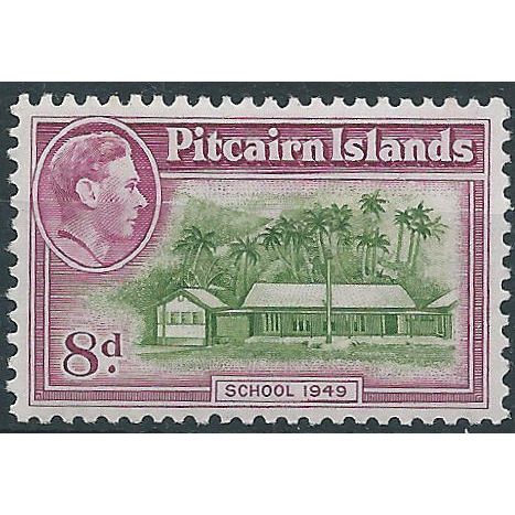 Pitcairn Island 1951 SG6a 8d Olive-Green & Magenta Mounted Mint .. ..