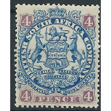 Rhodesia 1896 SG44a 4d Blue & Mauve Mounted Mint . ..