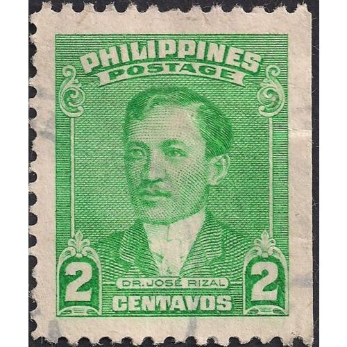 PHILIPPINES, Jose Rizal, green 1948, 2 centavo, #2