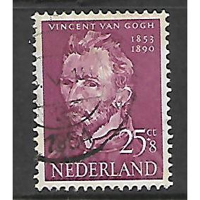 NETHERLANDS 1954 CULTURAL 25c + 8c PURPLE VINCENT VANGOGH SG800 FINE USED