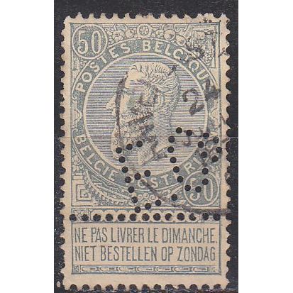 BELGIEN BELGIUM [1897] MiNr 0068 ( O/used ) [01] perfin