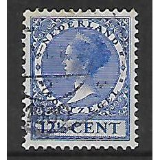 NETHERLANDS , 1924 QUEEN WILHELMIA 12 1/2c BLUE SG 319A FINE USED