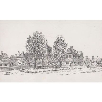 Shipbourne Pub Bicycle Artist Drawing Painting Postcard