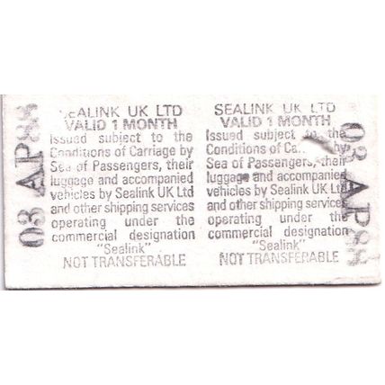 LYMINGTON PIER - YARMOUTH SLIPWAY Isle of Wight - 1988 Ferry Ticket SEALINK UK
