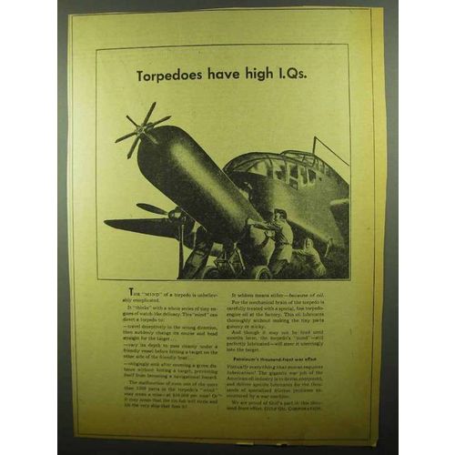 1942 Gulf Oil Ad - Torpedoes Have High I.Qs.