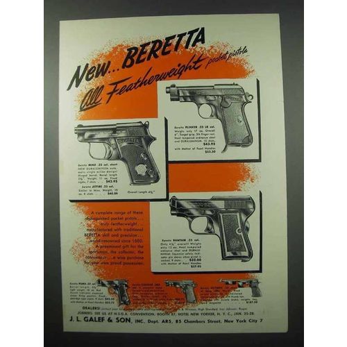 1953 Beretta Pistol Ad - Plinker, Minx, Banta, Puma