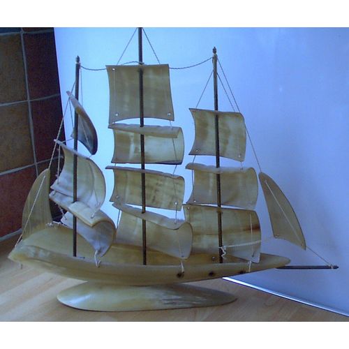 PLASTIC 3 MAST SAILING SHIP Ornament (1960s), shabby chic, retro, vintage