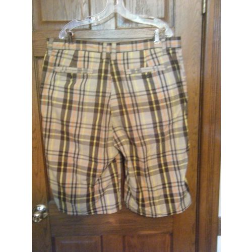 PJ Mark Brown & Yellow Plaid Wide Leg Shorts - Size 40