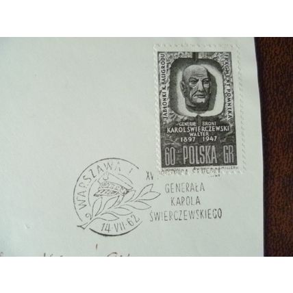 Poland 1962 15 Death Anniversary General Swierczewski-Walter used stamp SG1307