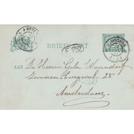 Netherlands 1901 Gorrinchem to Amsterdam 2.5c Postal card written VGC