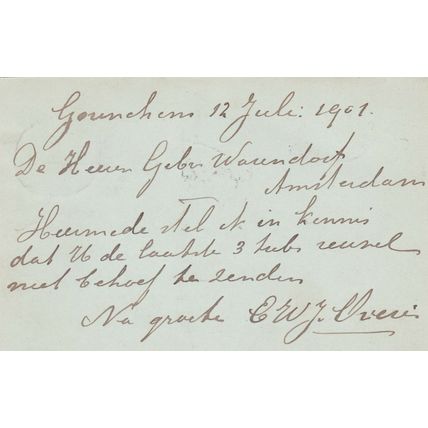 Netherlands 1901 Gorrinchem to Amsterdam 2.5c Postal card written VGC