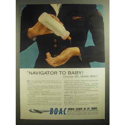 1959 BOAC British Overseas Airways Corporation Ad - Navigator to baby!