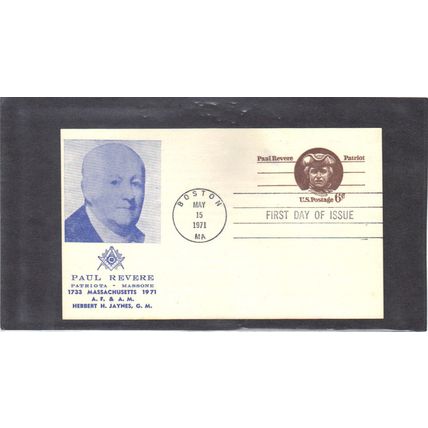 FDC Masonic Club UX58 6c Paul Revere Masonic Club (Cachet-U/A) CV42734