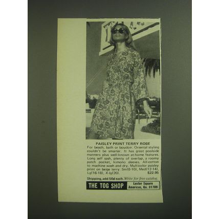 1974 The Tog Shop Paisley Print Terry Robe Advertisement