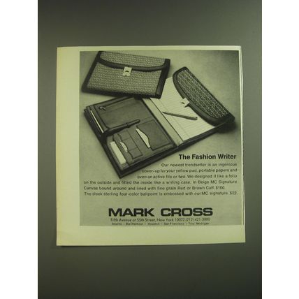 1974 Mark Cross Fashion Writer Advertisement