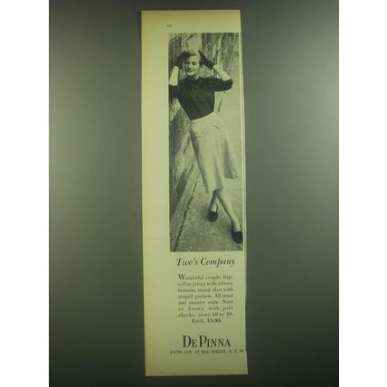 1946 De Pinna Skirt Ad - Two's Company