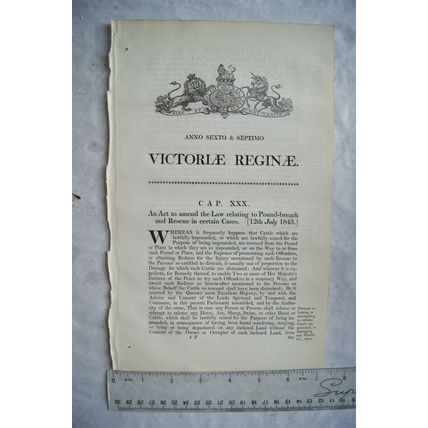 1843 Act of Parliament: Pound-breach and rescue of cattle