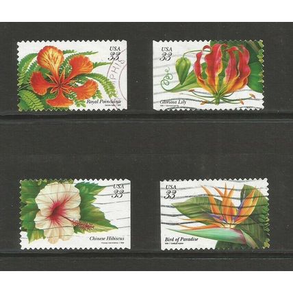 United States 1999 Tropical Flowers Used Set SG 3595 / 3598