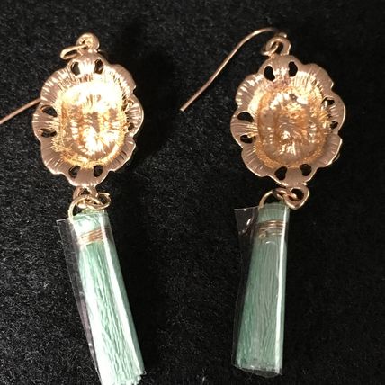 Earrings Pearl Accent Faux Gem Tassel Drop - Mint #365 USA Seller