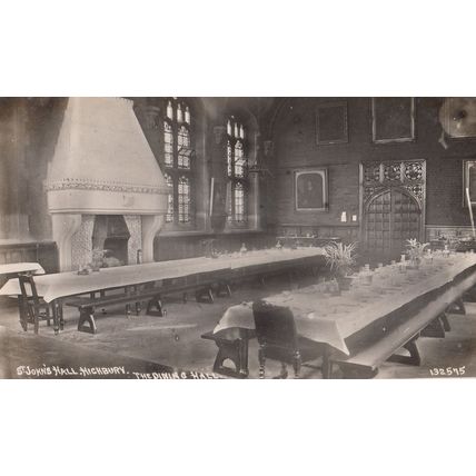 St Johns Hall Highbury Dining Room Hall HALF Laid Tables Antique Real Photo Post