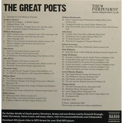 The Great Poets Audio Book CD Promo The Independent