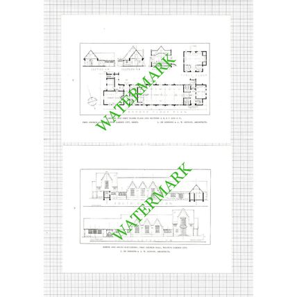 Free Church Hall Welwyn Garden City L De Soissons AW Kenyon - 1929 Book Prints