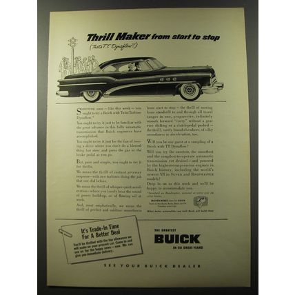 1953 Buick Cars Ad - Thrill maker from start to stop