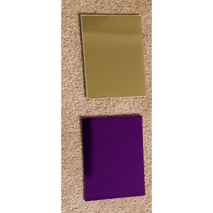 New. Pack of 12 multi mirror card A6. Gold, silver, blue, green, red, purple