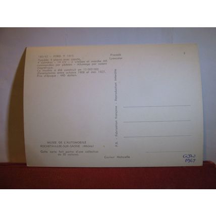 1915 FORD T veteran car unused French postcard dated 1967 (a) #