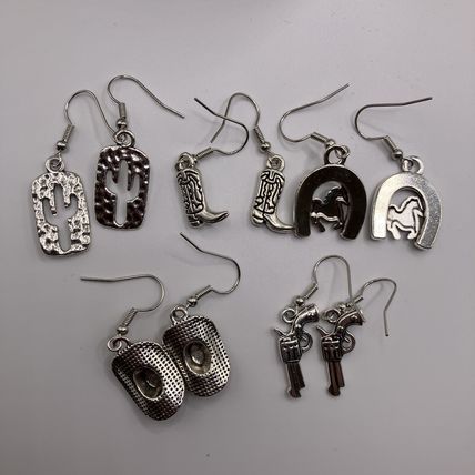 Earrings Western 5 pair Silver Tone #739