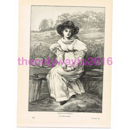 An April Mood, Victorian Art, Book Illustration (Print), 1890