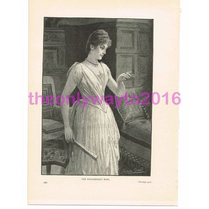 Engagement Ring, Victorian Art, Book Illustration (Print), 1890
