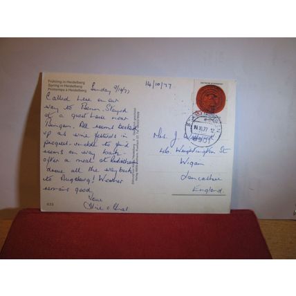 SPRING IN HEIDELBERG, GERMANY, used vintage postcard 1977 pm =
