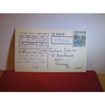 QSL card SWITZERLAND dated 1987 =