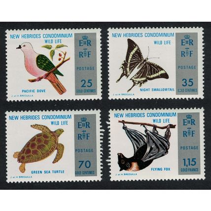 Br. New Hebrides Pigeon Moth Turtle Bat Fauna Birds Animals 4v 1974 MNH