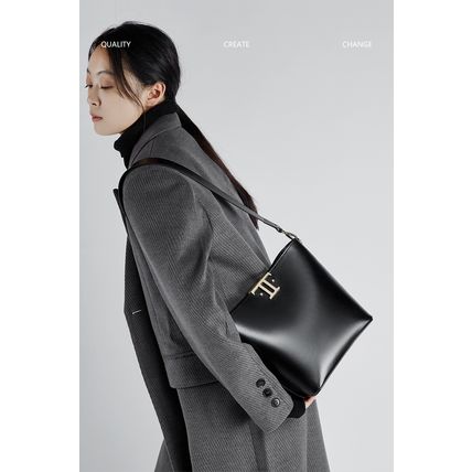 Women's Genuine Leather Tote Shoulder Handbag Black