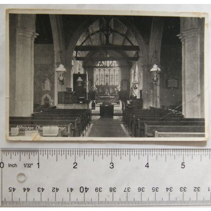 old postcard Alfriston Church Interior, Sussex