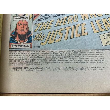 DC COMICS JUSTICE LEAGUE OF AMERICA #121 AUG 1975 (FN) COMIC (LL)