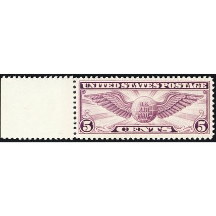 C12, Mint XF NH 5¢ PL# Wings Airmail Stamp * Stuart Katz