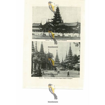 Burma, King's Palace Mandalay & Pagoda, Rangoon, Book Illustration (Print), 1935