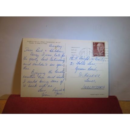 al fondo el teide, PUERTO DE LA CRUZ, TENERIFE, SPAIN used postcard 1974 pm =