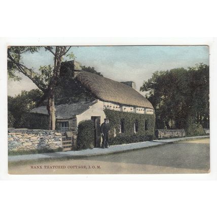 A Manx Thatched Cottage Postcard Isle of Man IOM 2291