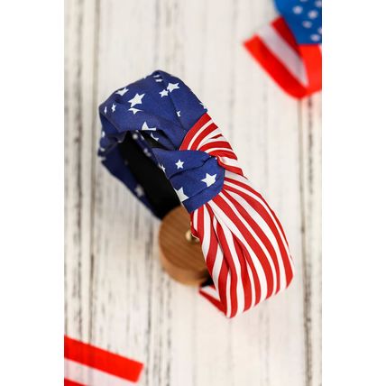 Multicolor American Flag Bow Knot Wide Headband