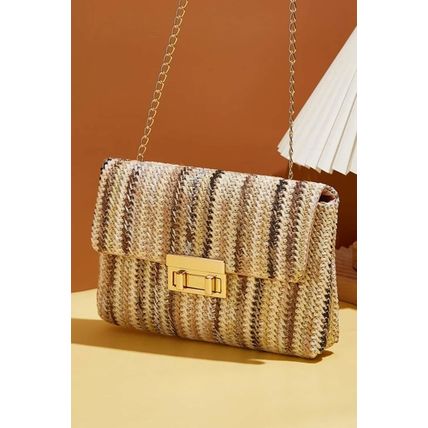 Camel Bohemian Woven Gold Chain Shoulder Bag