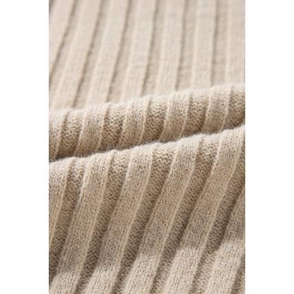 Khaki Cable Knit Colorblock Crew Neck Drop Shoulder Sweater