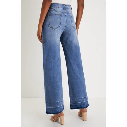Dusk Blue Raw Hem Unique Cuffs Straight High Rise Loose Jeans