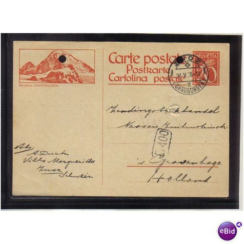 1928 SWITZERLAND BERGHAUS POSTCARD 20C ZUOZ PMK