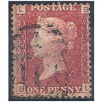 1858 SG43 1d Red Plate 98 Good/FIne Used Check Letters "BL".