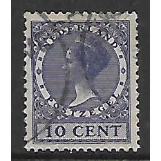 NETHERLANDS , 1924 QUEEN WILHELMIA 10c BLUE SG 317A FINE USED#