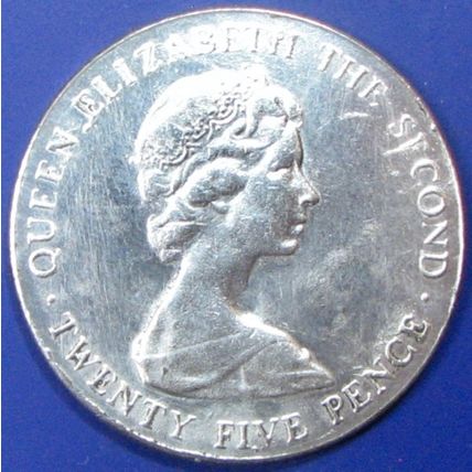 1978 Guernsey 25 Pence. Casino Card Guard, Challenge Coin. REPLICA. 61.